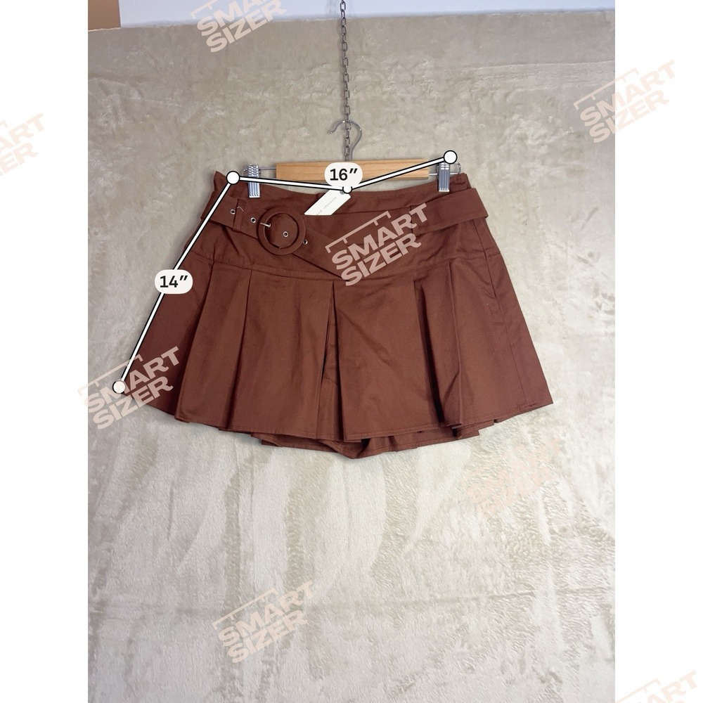 Anthropologie Brown Pleated Belted Mini Skort Size 8 Chocolate Twill NEW - Picture 11 of 11
